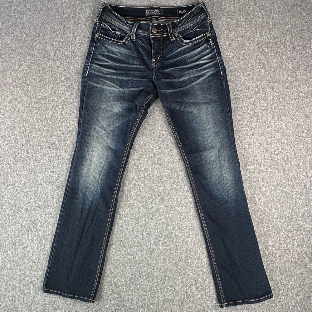 Silver Jeans Co. Jeans Womens 29 Suki Mid Baby Boot Dark Wash Fluid Denim